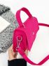 Mini Neon Pink Felt Flap Square Bag