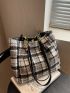 Plaid Pattern Shoulder Tote Bag