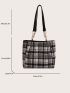 Plaid Pattern Shoulder Tote Bag