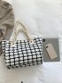 Plaid Pattern Chain Top Handle Bag