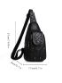 Mini Sling Bag Geometric Pattern Studded Decor For Sport