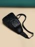 Mini Sling Bag Geometric Pattern Studded Decor For Sport