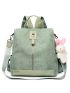 Zip Front Functional Backpack With Cartoon Bag Charm