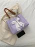 Bow Decor Square Bag Ruched Detail