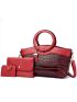 3pcs Crocodile Embossed Top Handle Bag Set