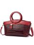 3pcs Crocodile Embossed Top Handle Bag Set