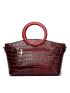 3pcs Crocodile Embossed Top Handle Bag Set