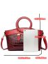 3pcs Crocodile Embossed Top Handle Bag Set