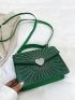 Rhinestone & Heart Decor Flap Square Bag