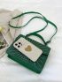 Rhinestone & Heart Decor Flap Square Bag