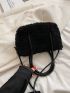 Minimalist Double Handle Fuzzy Satchel Bag