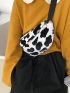 Cow Pattern Fluffy Waist Bag