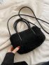 Minimalist Double Handle Fuzzy Satchel Bag