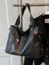 Studded Decor Shoulder Tote Bag