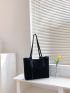 Stripped Shoulder Tote Bag Black Tote Bag for Women