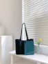 Stripped Shoulder Tote Bag Black Tote Bag for Women