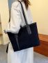 Stripped Shoulder Tote Bag Black Tote Bag for Women