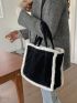 Fuzzy Panel Corduroy Square Bag