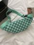 Mini Checkered Pattern Release Buckle Decor Waist Bag