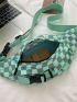 Mini Checkered Pattern Release Buckle Decor Waist Bag