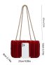 Neon Red Flap Chain Square Bag