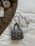 Mini Snakeskin Embossed Flap Chain Square Bag