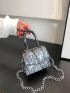 Mini Metallic Crocodile Embossed Flap Chain Square Bag