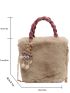 Fuzzy Chain Square Bag With Bag Charm