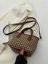 Houndstooth Pattern Twilly Scarf Decor Bucket Bag