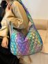 Colorblock Quilted Hobo Bag