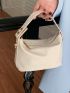 Litchi Embossed Top Handle Hobo Bag