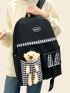 4pcs Gingham Pattern Bear Decor Functional Backpack Set