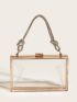 Mini Clear Rhinestone Decor Box Bag Acrylic Evening Bag, Women's Fashion Clear Evening Shoulder Bag For Party & Wedding