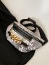 Floral Embroidery Chain Decor Waist Bag