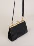 Faux Pearl & Figure Decor Kiss Lock Square Bag