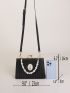 Faux Pearl & Figure Decor Kiss Lock Square Bag