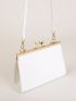 Figure & Faux Pearl Decor Kiss Lock Square Bag