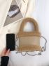 Mini Fuzzy Top Handle Bucket Bag