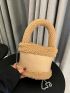 Mini Fuzzy Top Handle Bucket Bag