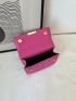 Neon Pink Geometric Quilted Chain Flap Square Bag