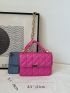 Neon Pink Geometric Quilted Chain Flap Square Bag