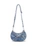 Ripped Chain & Studded Decor Denim Ruched Bag