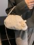 Cartoon Rabbit Decor Faux Pearl Beaded Chain Fuzzy Satchel Bag