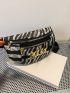 Zebra Striped Pattern Chain Decor Waist Bag