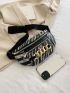 Zebra Striped Pattern Chain Decor Waist Bag