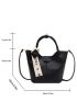 Litchi Embossed Twilly Scarf Decor Bucket Bag With Inner Pouch
