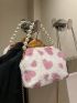 Faux Pearl Decor Heart Graphic Satchel Bag