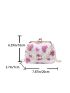 Faux Pearl Decor Heart Graphic Satchel Bag