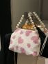 Faux Pearl Decor Heart Graphic Satchel Bag