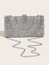 All over Rhinestone Square Evening Bag, Glitter Clutch Box Bag, Chain Shoulder Purse For Party